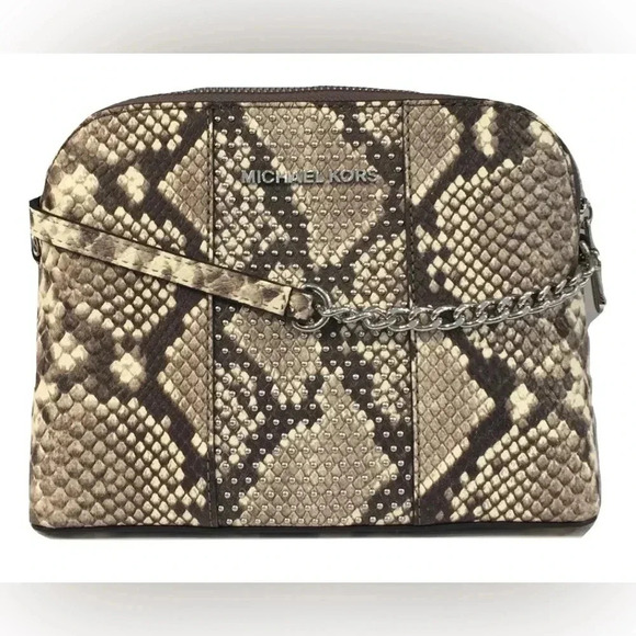 Michael Kors Faux Snakeskin Micro Stud Cindy LG Dome Crossbody - Picture 1 of 7
